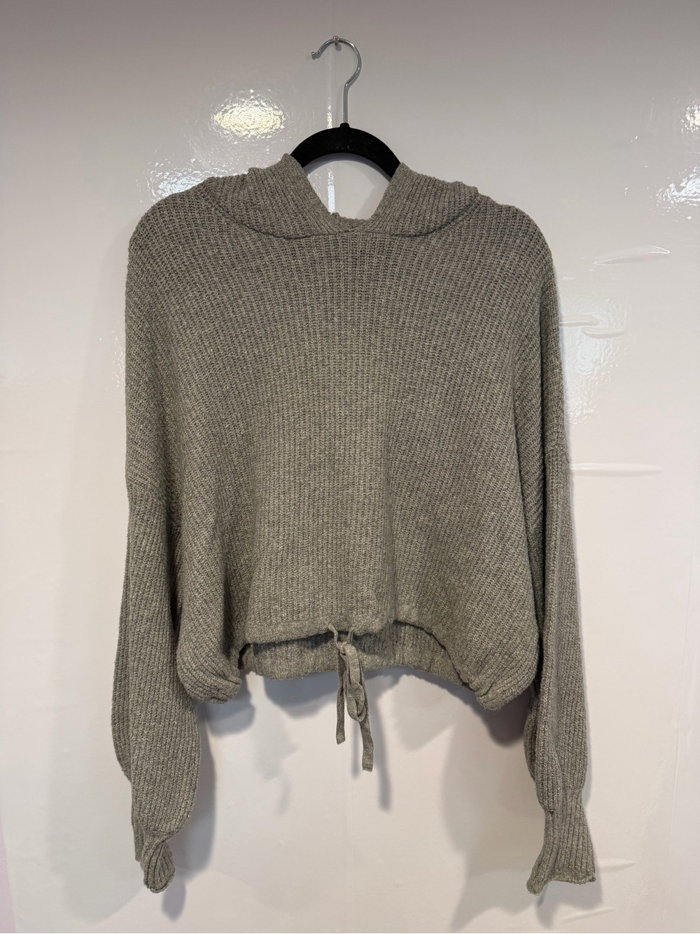 Cozy Hooded‎ Drawstring Sweater American Eagle in Gray